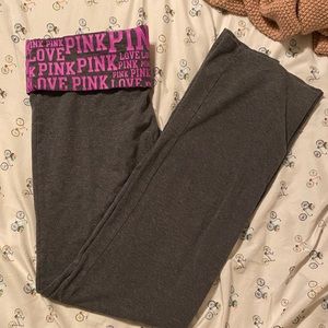 gray bootcut yoga pants w/ fold over band